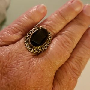 Sterling silver oval onyx ring.